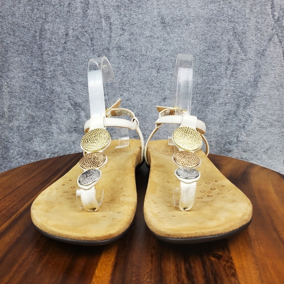 Vionic Lizbeth Sandals Women's 7 White Gold Metallic Buckle Strap - Picture 2 of 10